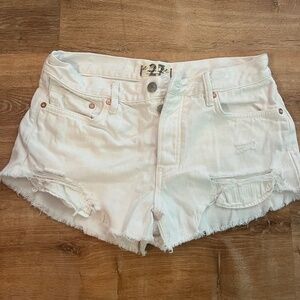 Free People White Denim Jean Shorts Distressed Size 27
